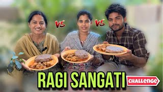 Eating ragi sangati challenge with mom and sis foodchallenge funny youtube [upl. by Brag]