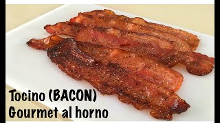 COMO COCINAR TOCINO BACON 🥓 EN EL HORNO CRUJIENTE FÁCIL Y CON UN TOQUE DE SABOR [upl. by Oruam]