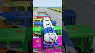 Cars doing long jump on 10 busses 1  carsvswaterpit beamngdrive [upl. by Orodoet]