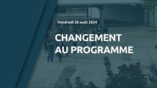 Changement au programme [upl. by Aierbma175]