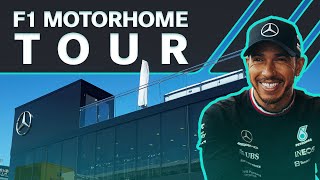 Our F1 Motorhome Tour but we accidentally walked into Lewis private meeting [upl. by Vipul]