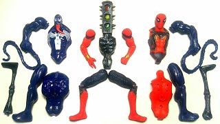 AVENGERS TOYS ASSEMBLE  SPIDERMAN SIREN HEAD VS VENOM SUPERHERO ES TOYS [upl. by Akenn]