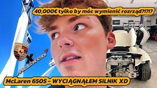 McLaren 650S wyciągnięty silnik  40000EURO  do silnika  Plan Awaryjny Porsche Museum BONUS [upl. by Azerila]