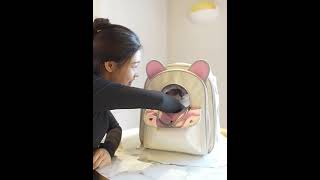 Front Rear Expandable Cat Carrier Backpack🥰 cat catcarrier catlover [upl. by Ynohtnad]