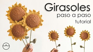 GIRASOLES  a Crochet  PASO A PASO desde 0 tutorial  BellotaArte [upl. by Akinorev]