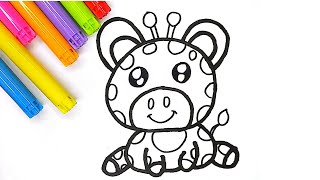 Easy Drawing a Cute Giraffe for Kids [upl. by Mirth]