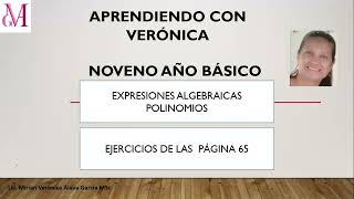 Expresiones algebraicas Polinomios NOVENO AB PÁG 65 [upl. by Gasper]