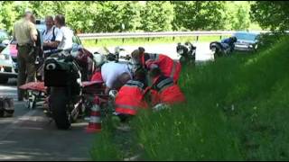 Motorradunfall Krombach B54  Motorradfahrer schwer verletzt [upl. by Marelya]