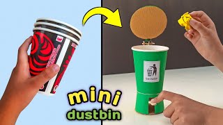 How to make mini dustbin  paper cup dustbin  dustbin kaise banaen [upl. by Leesa]