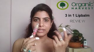 3in1 LIP BALM Review  Organic Harvest  Nonsponsored  Aditi Sharma Vlog [upl. by Ayotnahs]