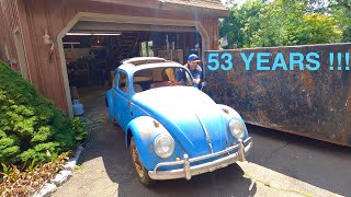 RARE CAR Found Barn Find sitting 50 Years  1958 Vw Beetle Ragtop Rescue [upl. by Airak]