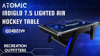 ATOMIC  Indiglo 75 Lighted Air Hockey Table  G04801W available at Recreation outfitters [upl. by Eeryt508]