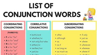 Conjunction Words A Complete List of Conjunctions in English [upl. by Docia526]