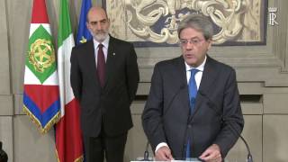 dichiarazione dellOn Gentiloni al termine dellincontro con il Presidente Mattarella [upl. by Ocinom]