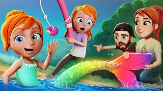 BACKYARD CAMPiNG with a MERMAiD Adley and Family set up camp then catch a Rainbow Dolphin amp Snake [upl. by Winthorpe200]