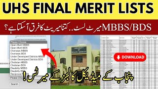 UHS Final Merit List for MBBS amp BDS Admissions in Punjab Medical Colleges 2023 Closing Aggregates [upl. by Laddy846]