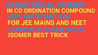 GEOMETRICAL ISOMER IN COMLEX COMPOUND IN HINDI CHEMISTRY [upl. by Tammi]