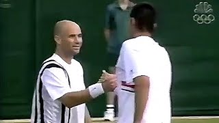 Andre Agassi vs Mark Philippoussis 2003 Wimbledon R4 Highlights [upl. by Eenal]