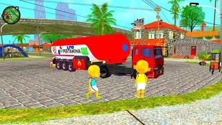 Upin dan ipin bawa Mobil Truk Tangki LPG ketemu Papa Polisi amp mail Main sepeda 😍 Dunia Oyya [upl. by Kcajyllib71]