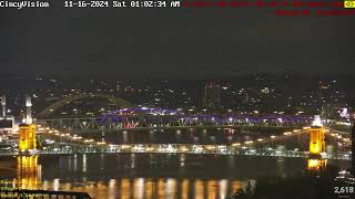 Cincinnati Skyline Ohio River Brent Spence Bridge  Livestream from Covington Kentucky [upl. by Nomra355]