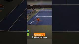 Epic clutch point from Angel Diaz at 53 in the first set tiebreak College tennis match in 2022 [upl. by Notlehs]