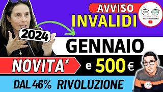 🔴 INVALIDI PARZIALI e TOTALI NOVITÀ GENNAIO 2024 ➡ PENSIONE AUMENTI IMPORTI 500€ ADI BONUS CAREGIVER [upl. by Mieka]