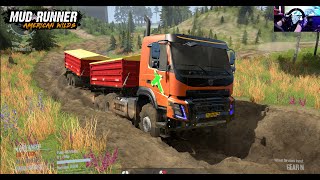 Spintires MudRunner  VOLVO FMX 10X8 TANDEM Timber Truck Driving On Sand [upl. by Oleg]