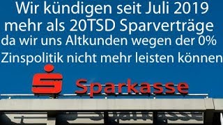 Sparkassen kündigen Sparverträge  Prämiensparverträge wegen Nullzinspolitik [upl. by Oilicec]