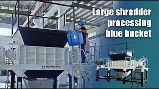 Shredding a Blue Plastic Bucket with Large Shredder [upl. by Elletnuahs]