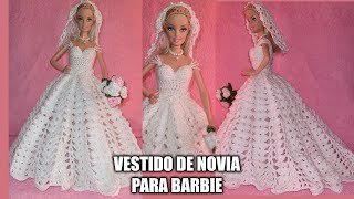 VESTIDO DE NOVIA PARA MUÑECA BARBIE TEJIDO A CROCHET  PASO A PASO [upl. by Atinnek]