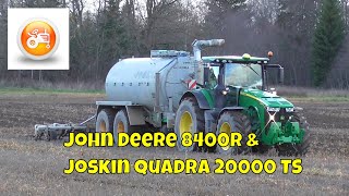 Slurry 2018  John Deere 8400R amp Joskin Quadra 20000 TS with tine injector [upl. by Aldarcie]