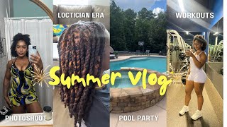 Summer Vlog Workouts Photoshoot Doing Hair Pool Party  More [upl. by Eiveneg]