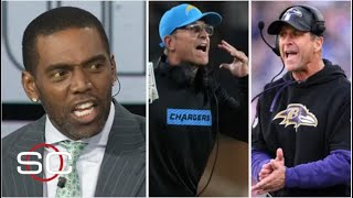 Randy Moss is rolling with Ravens to take down Chargers in the battle of the Harbaugh brothers [upl. by Na]