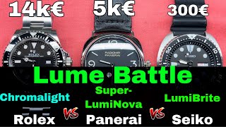 Lume Battle SuperLumiNova Vs Chromalight Vs LumiBrite [upl. by Helfand]