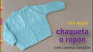 Chaquetita o ropón con canesú ranglan tejidos a dos agujas para bebés  Tejiendo Perú [upl. by Eardnoed]