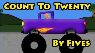 Vids4kidstv  Count to Twenty by Fives with Monster Trucks and Motorcycles Video For Kids [upl. by Smitt]