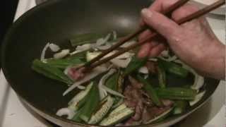 Okra With Beef Stir Fry Traditional Chinese Recipe [upl. by Eisteb]