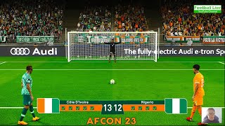 Cote Divoire vs Nigeria  Penalty Shootout 2024  Africa Cup of Nations 2023 AFCON  PES Gameplay [upl. by Adoh]