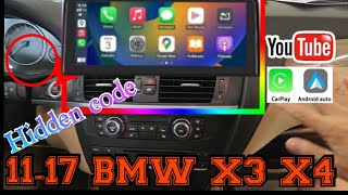 20112017 BMW X3 X4 Carplay Android Auto wireless mirror cast youtube Netflix waze Hidden code 122quot [upl. by Seka]