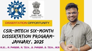 CSIRIMTECH Dissertation Program 2025  Internship Opportunity for UG amp PG Students  Apply Now [upl. by Inajar844]