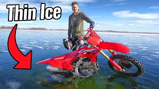 Dirt Bike Falls Through Ice Sinks to Bottom [upl. by Battista]