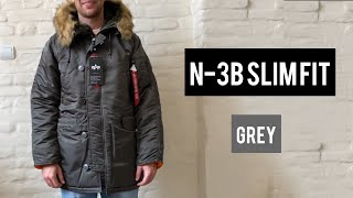 Аляска Alpha Industries N3B Slim Fit серая  ОБЗОР ОТЗЫВ ДЕТАЛИ [upl. by Elgar]