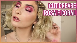 CUT CREASE ROSA E CORAL  TUTORIAL [upl. by Ramso]