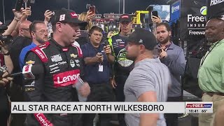 Ricky Stenhouse Jr punches Kyle Busch after NASCAR AllStar Race at North Wilkesboro [upl. by Autry39]