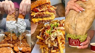 tiktok mukbang compilation 40  chipotle burrito wingstop and more [upl. by Doownyl952]