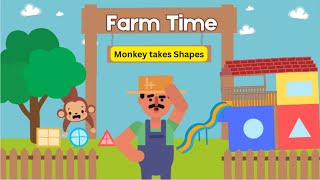 Monkey takes Shapes  Farm Time  Story  Read along [upl. by Ulises]