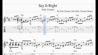 Say it Right Easy Fingerstyle Guitar Sheet Music with TabDownload on description [upl. by Oryaj]