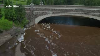 Rain in Duluth causes flooding runoff and high tides on Lake Superior [upl. by Oihsoy194]