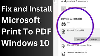 How To Install Microsoft print To PDF 2024  Add Microsoft Print To PDF In Windows 10 [upl. by Henryetta315]