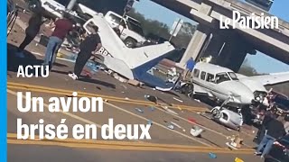 ÉtatsUnis  un avion se pose durgence au milieu des voitures sur une autoroute au Texas [upl. by Cormier]